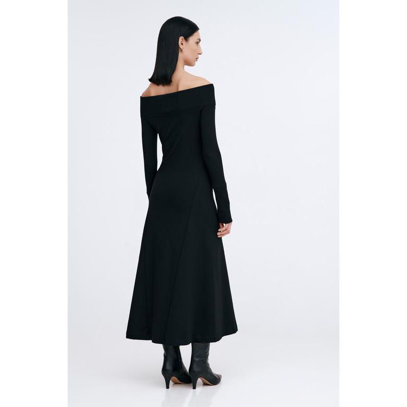 Women's Tilly Boat-Neck Ribbed-Detail A-Line Casual Midi Dress