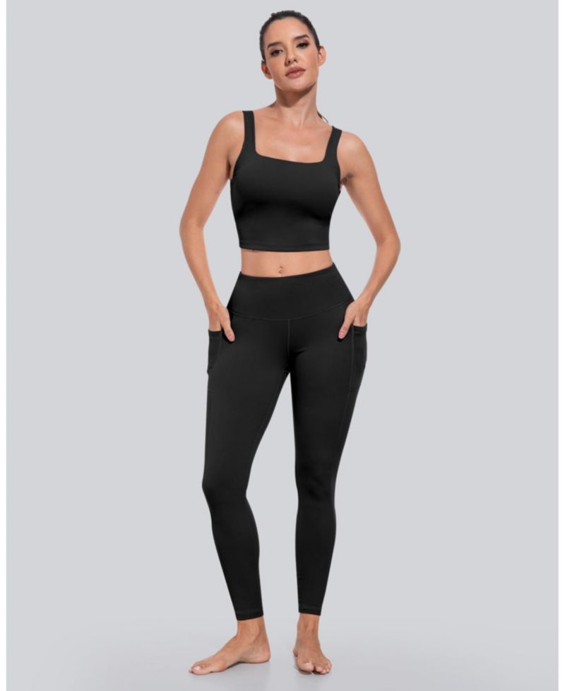3 Packs Womens High Waisted Pocket Workout Yoga Leggings Fitness