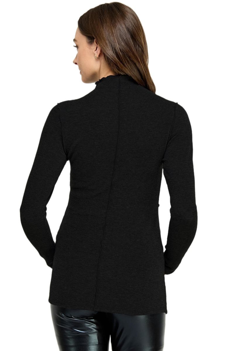 Maternity Mock Neck Long Sleeeve Ribbed Top