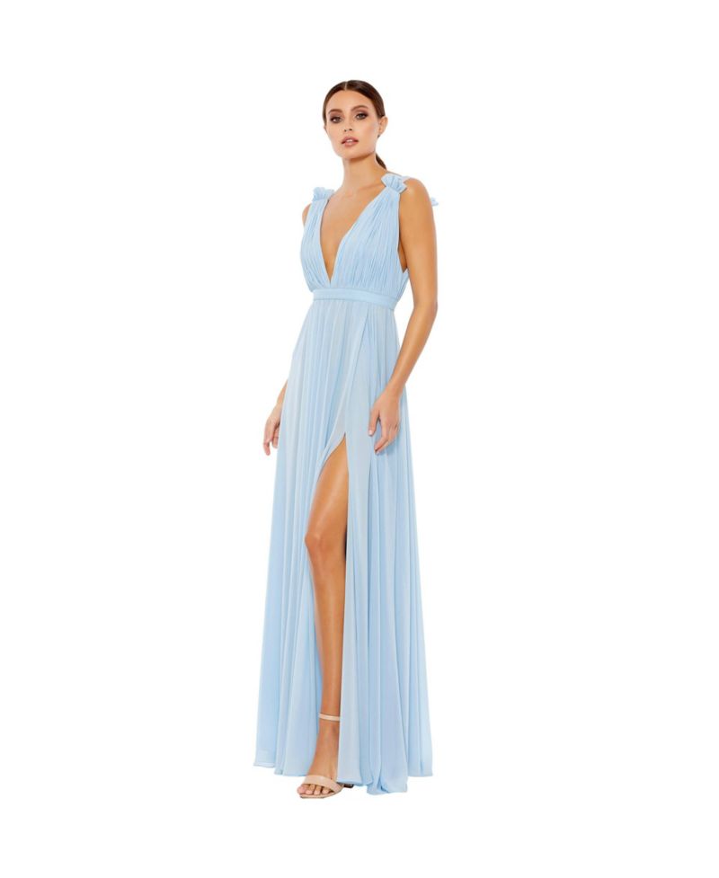 Women's Ieena Pleated Chiffon Sleeveless V-Neck Gown