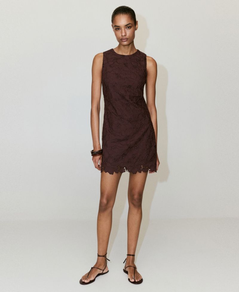 Women's Cutwork Embroidery Short Dress