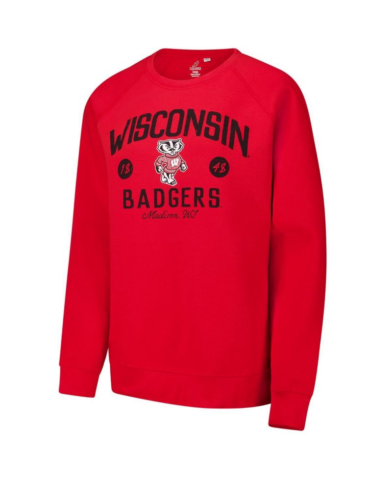 Men's Red Wisconsin Badgers Bendy Arch Essential 2.0 Pullover Sweatshirt