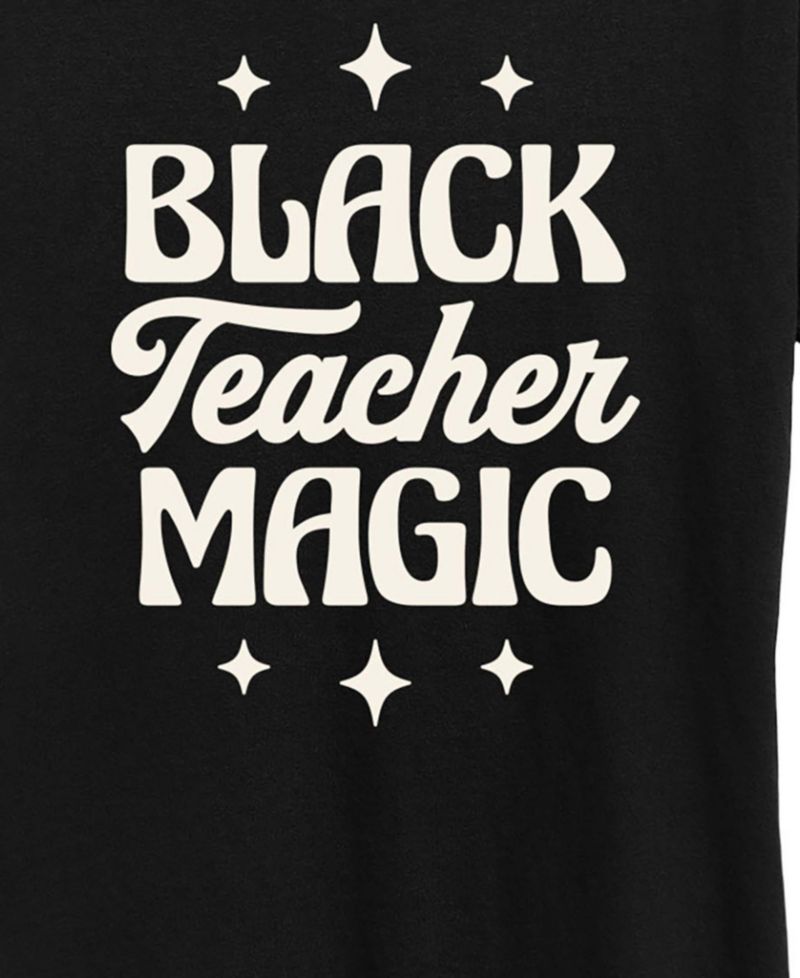 Women's Instant Message Black Teacher Magic Short-Sleeve Graphic T-Shirt