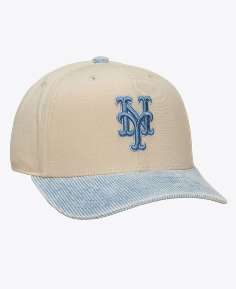 Men's Cream/Light Blue New York Mets Washed Corduroy Pro Crown Snapback Hat