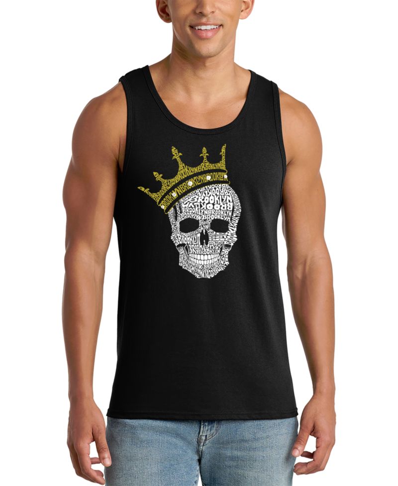 Men's Crowned Skull Word Art Graphic Tank Top