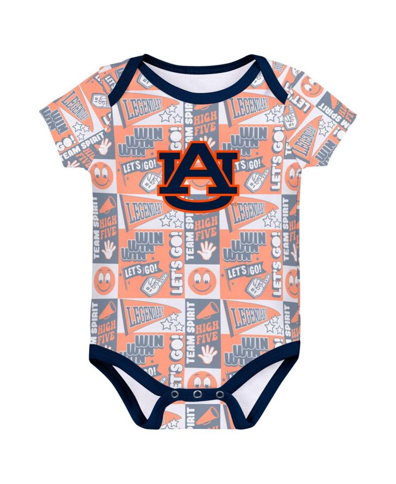 Newborn Navy Auburn Tigers Sunday Comics Bodysuit 3-pack