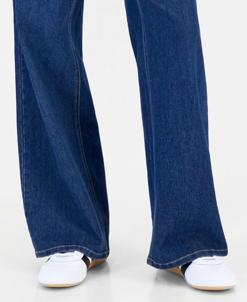 Juniors' Cotton Blend Denim Wide-Leg Boiler Suit
