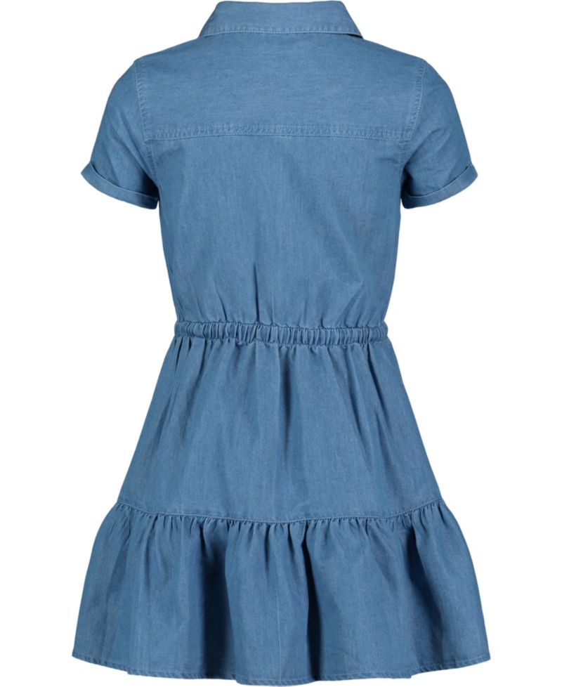 Toddler and Little Girls Lightweight Denim Ruffled Shirtdress