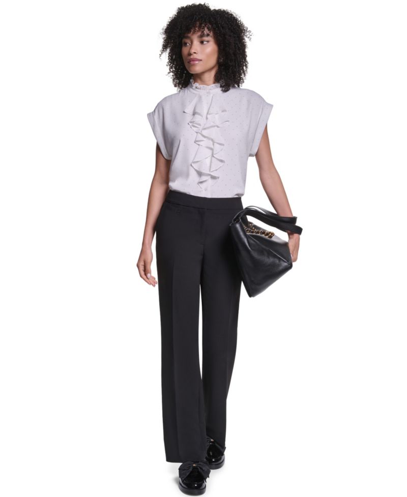 Women's Studded Ruffled Button-Front Shirt