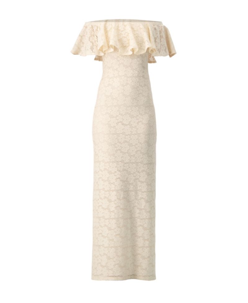 Women's Lace Long Bardot Neckline Dress