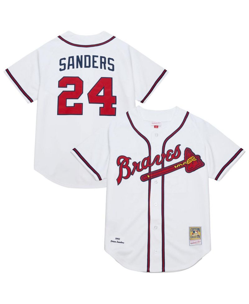Men's Deion Sanders White Atlanta Braves Cooperstown Collection 1992 Authentic Jersey