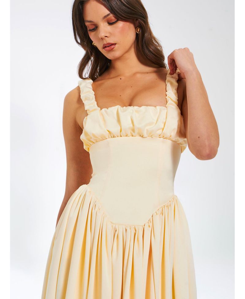 Women's Noreen Egg White Satin Drop Waist Maxi Sundress