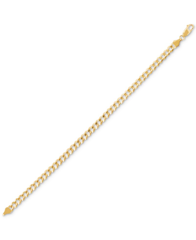 Men's Concave Curb Link Chain Bracelet in 14k Gold-Plated Sterling Silver