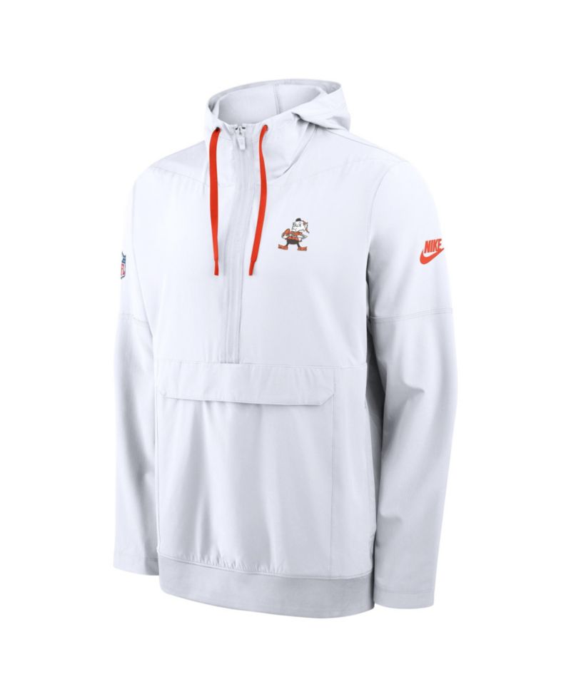 Men's White Cleveland Browns Alt Anorak Half-Zip Hooded Jacket