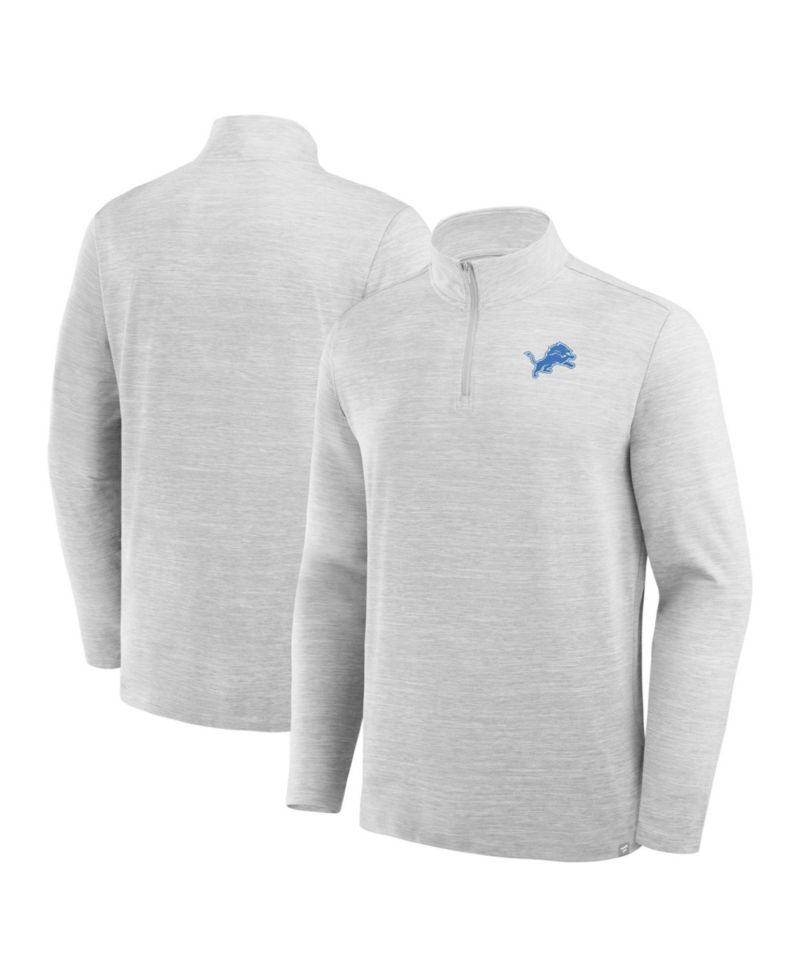Men's Heather Gray Detroit Lions Clutch Quarter-Zip Pullover Sweatshirt