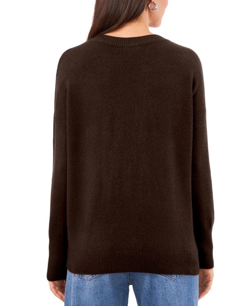 Women's Cozy V-Neck Dropped-Shoulder Sweater