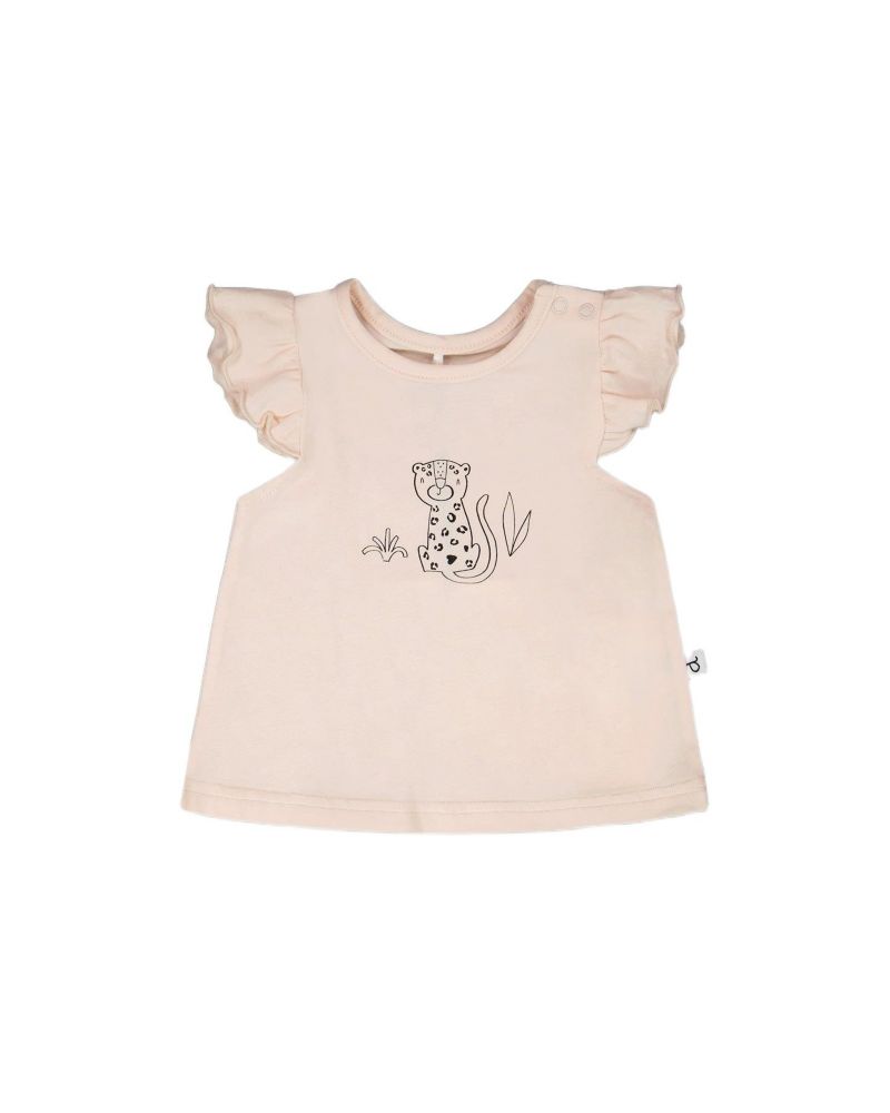 Baby Girls cotton jersey top and shorts set in peach animal print
