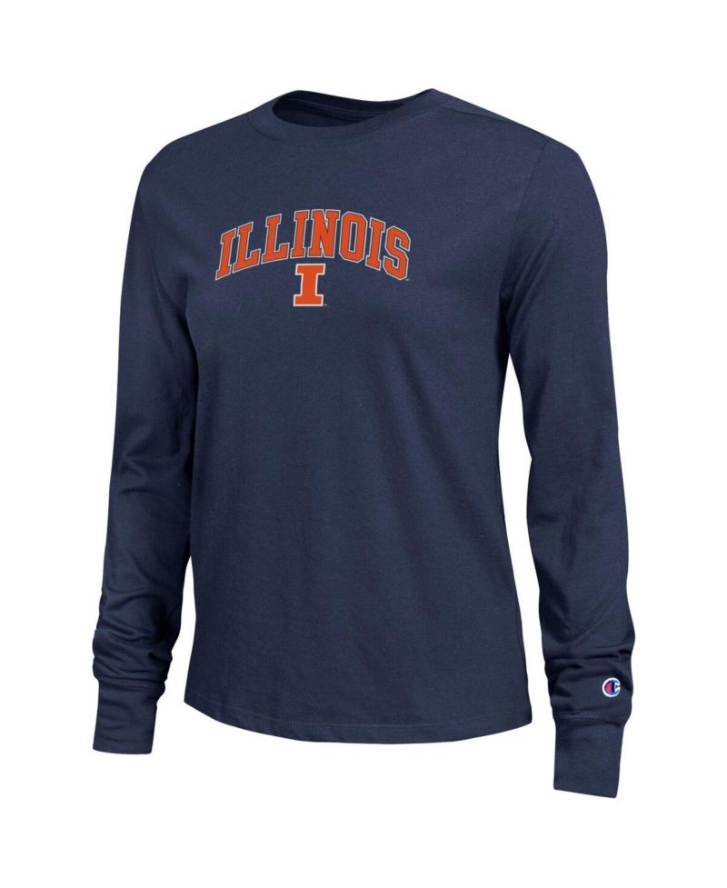 Women's Navy Illinois Fighting Illini Arch Over Logo Long Sleeve T-Shirt