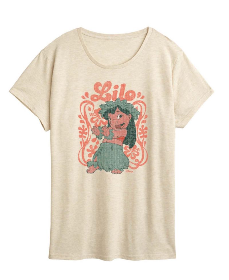 Plus Size Lilo Stitch Lilo Floral Frame Graphic T-Shirt