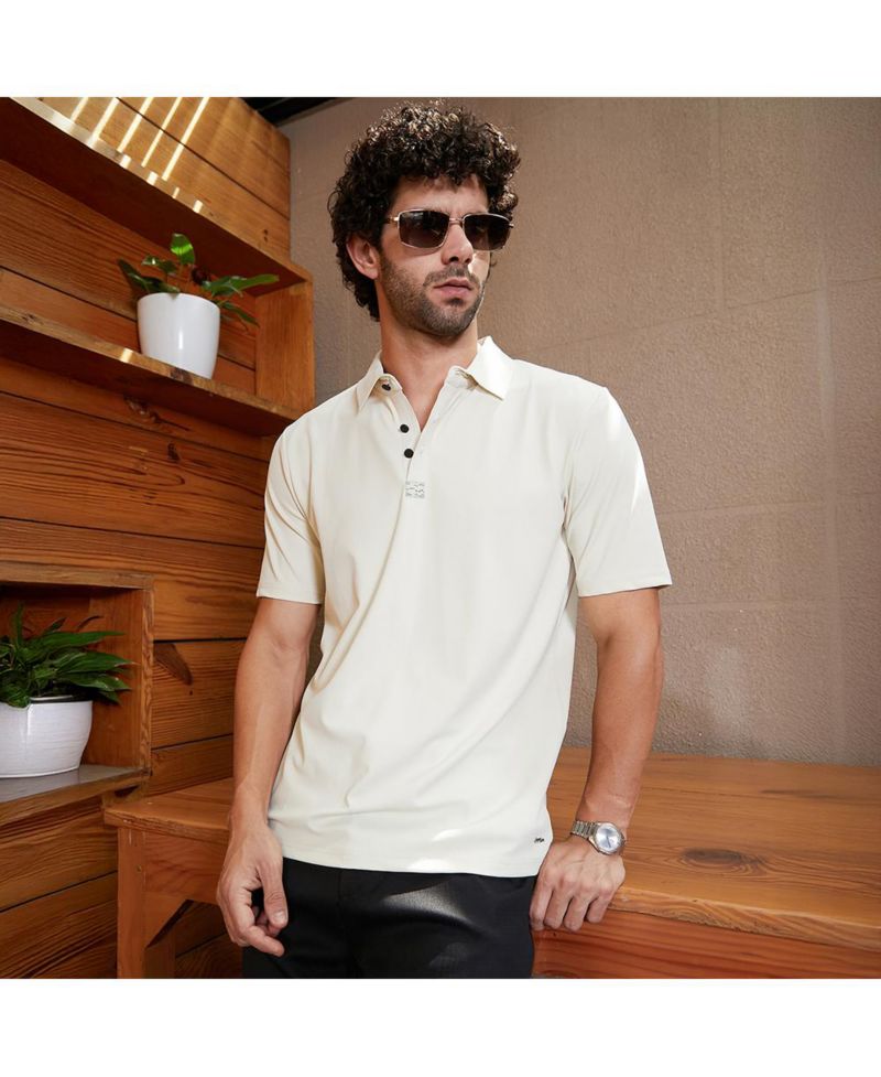 Men's Off-White Seamless Waffle Polo T-Shirt