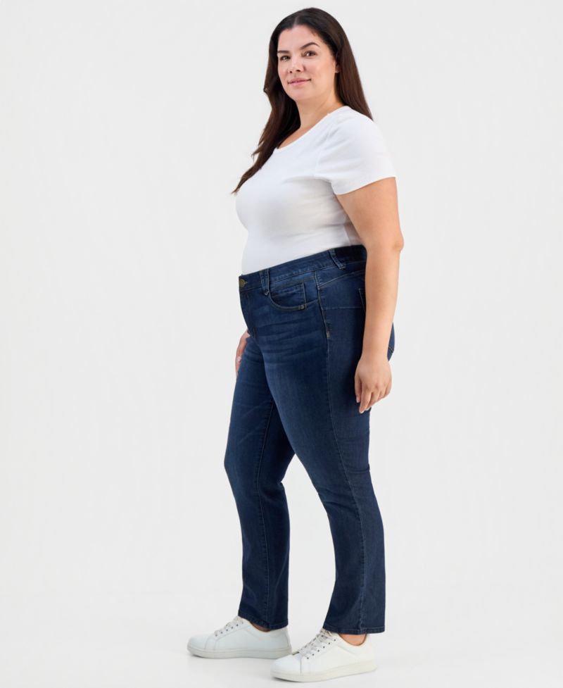 Plus Size Mid-Rise Straight-Leg AbSolution Jeans