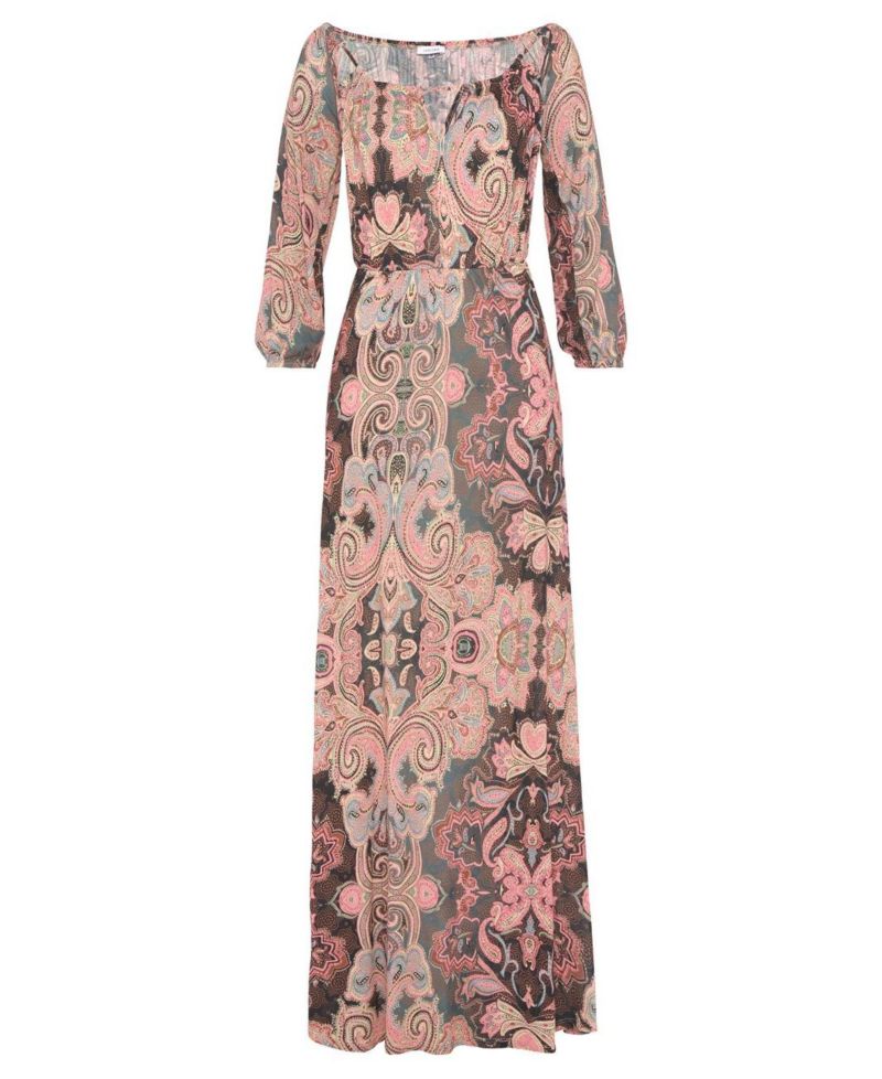 Women's Viscose Printed Cutout Multiway Elastic-Waist Maxi Dress