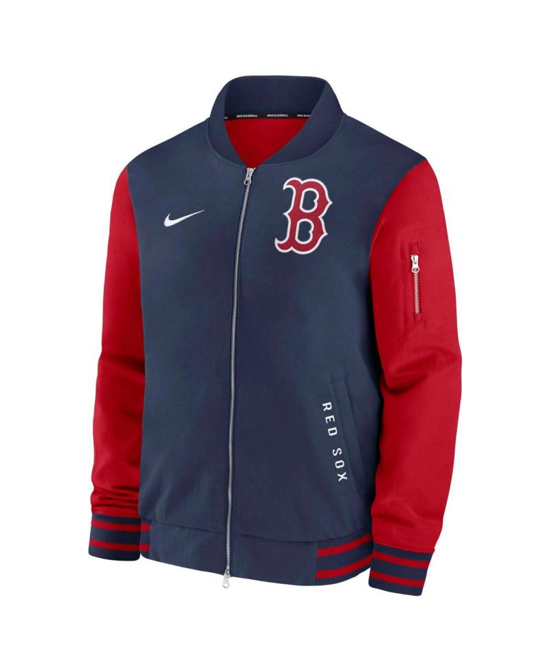 Men's Navy/Red Boston Red Sox Authentic Collection Dugout Full-Zip Bomber Jacket