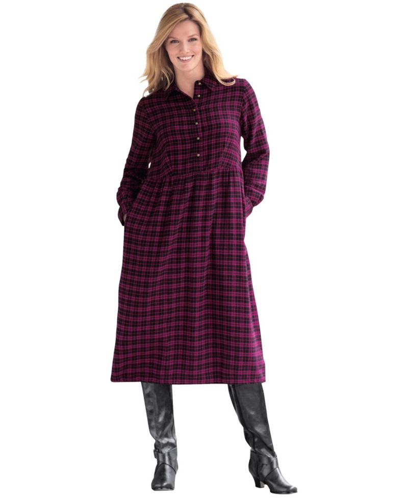 Women's Within Plaid flannel A-line shirtdress