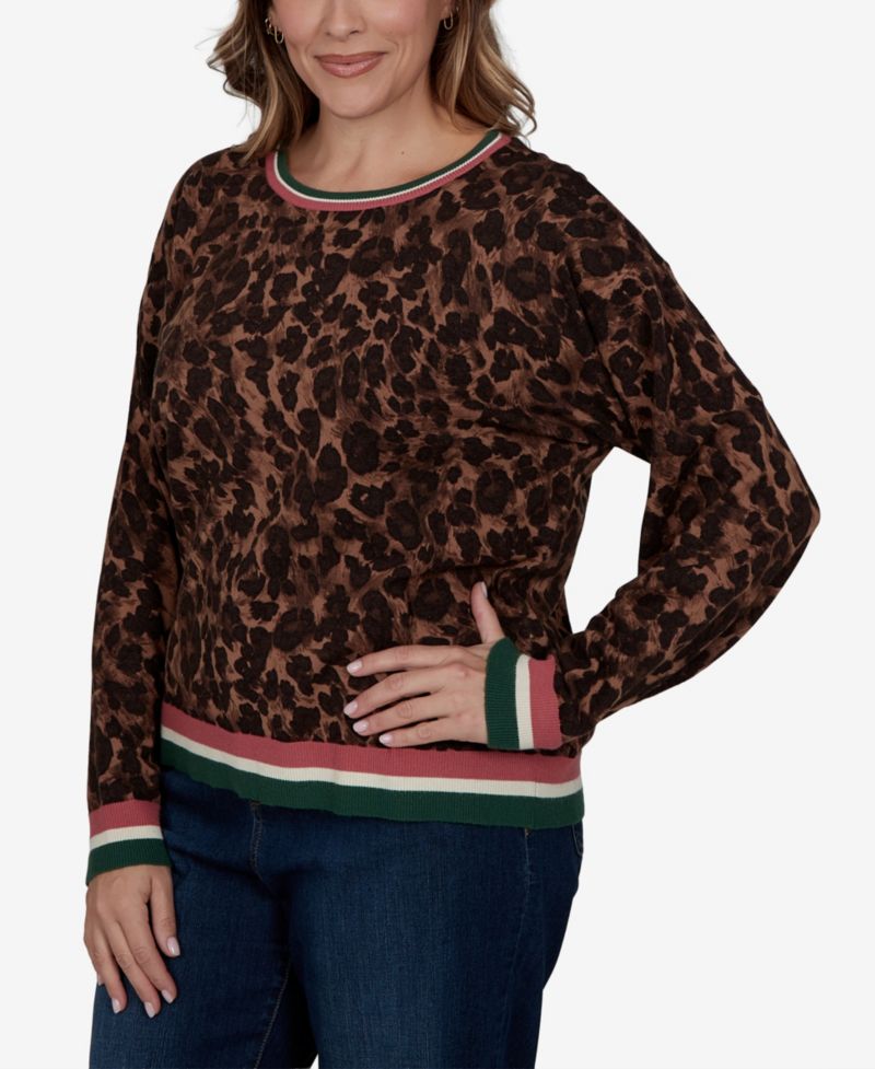 Plus Size Cheetah Print Knit Sweater