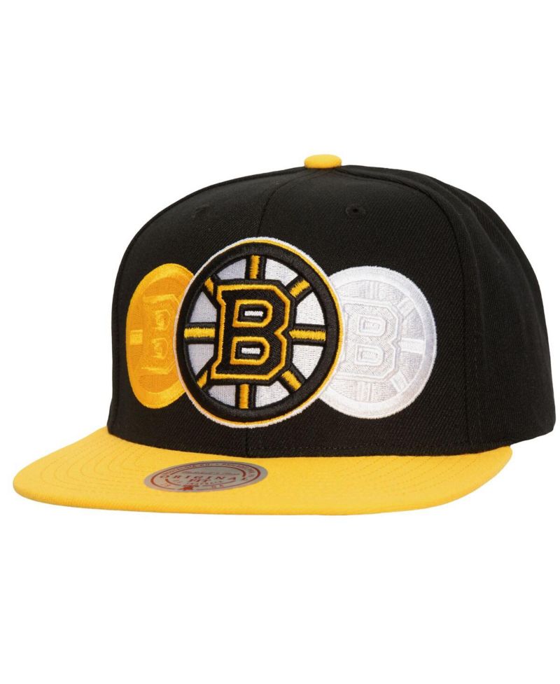 Men's Black Boston Bruins Soul Triple Up Snapback Hat