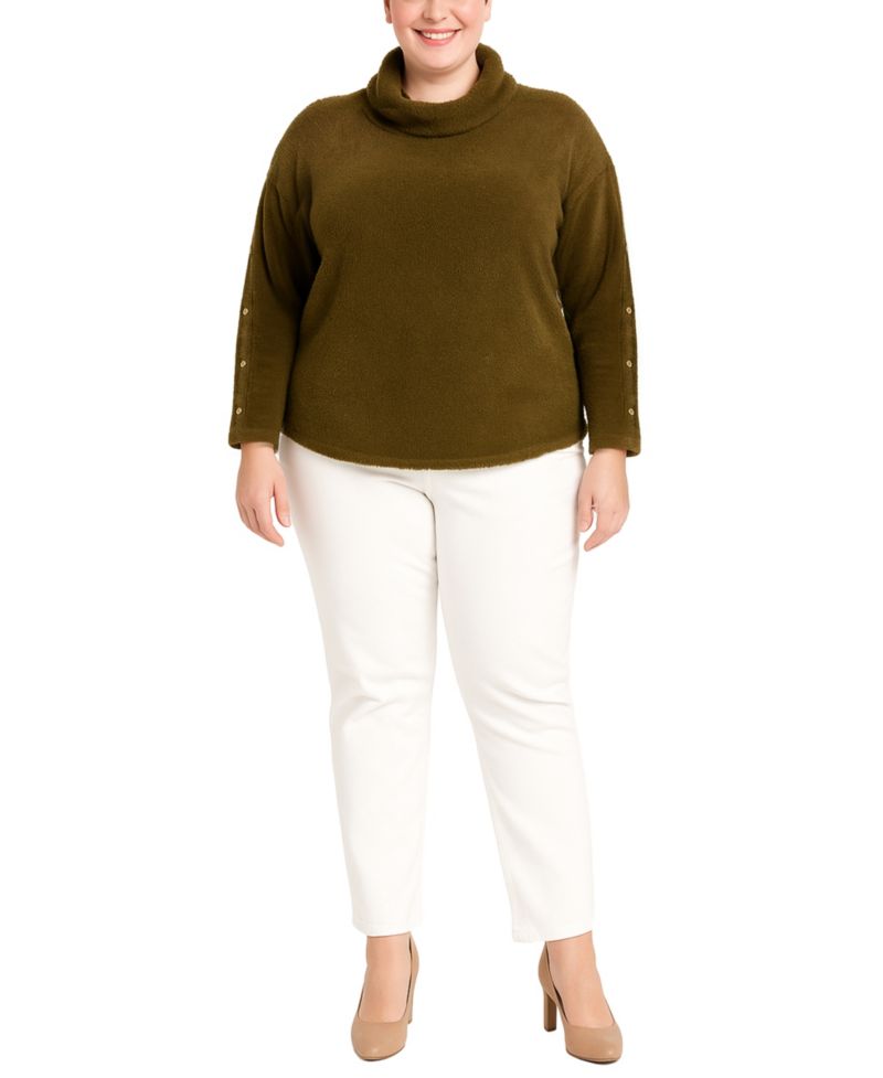 Plus Size Cozy Rib Cowl Neck Top