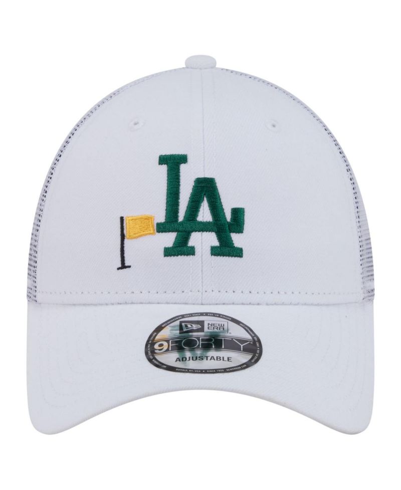 Men's White Los Angeles Dodgers Flag 9FORTY Trucker Adjustable Hat