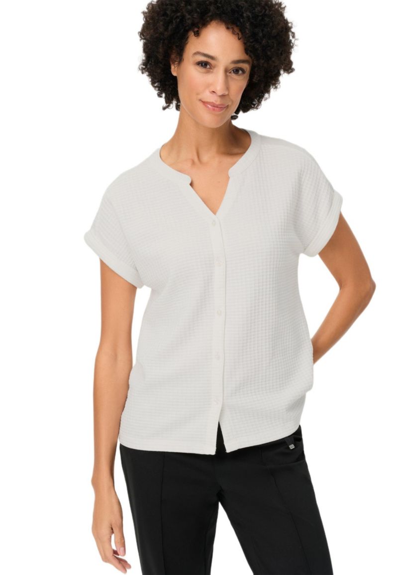 Women's waffle Knit Button Front T-Shirt