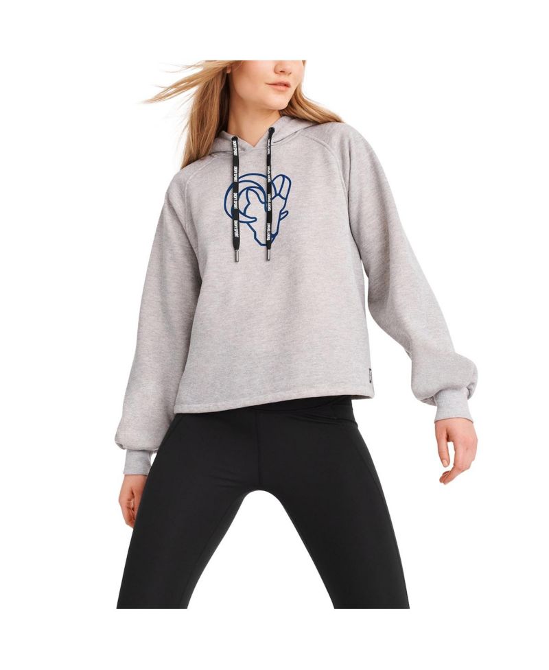 DKNY Women's Heather Gray Los Angeles Rams Debbie Dolman Raglan Pullover Hoodie