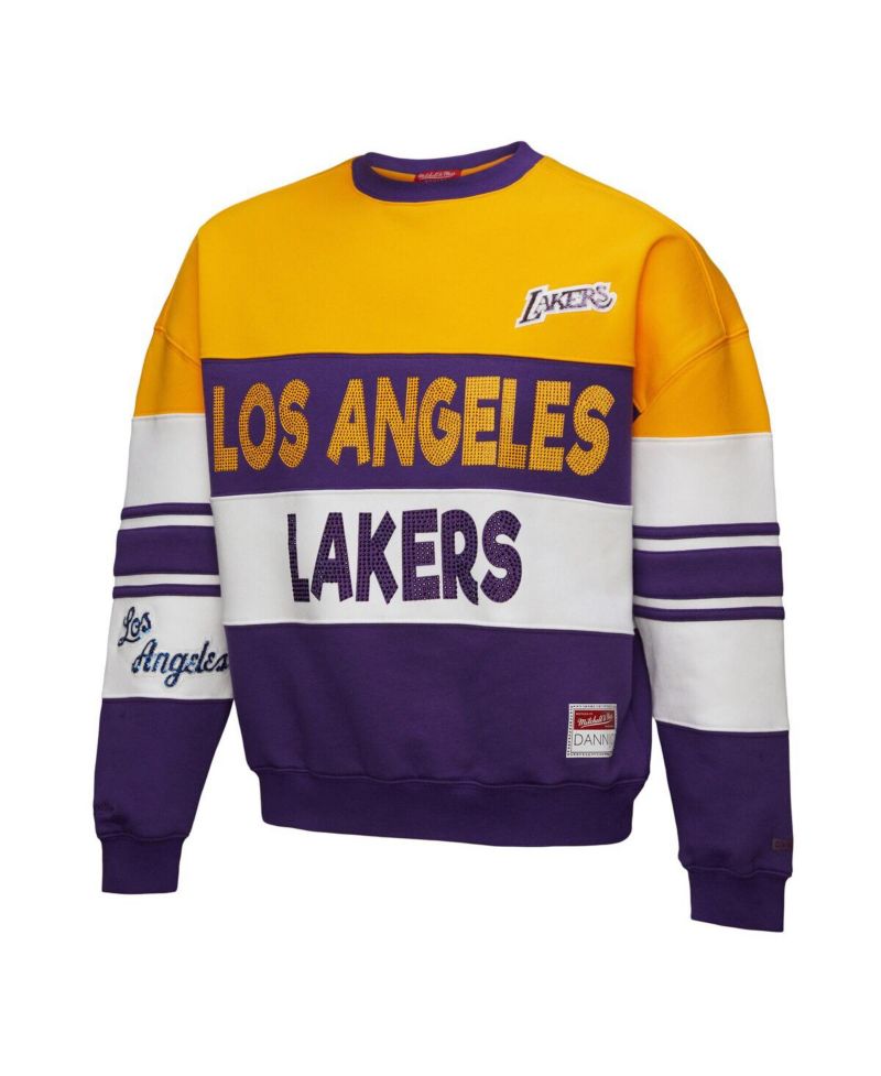 X Dannijo Women's Gold/Purple Los Angeles Lakers Blocked Pullover Sweatshirt