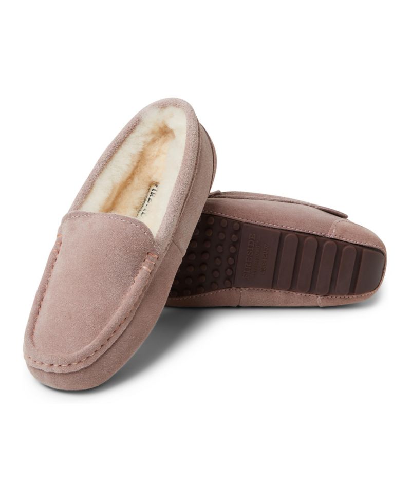 Dearfoams Women's Fireside Mel Genuine Shearling Moccasin Slipper