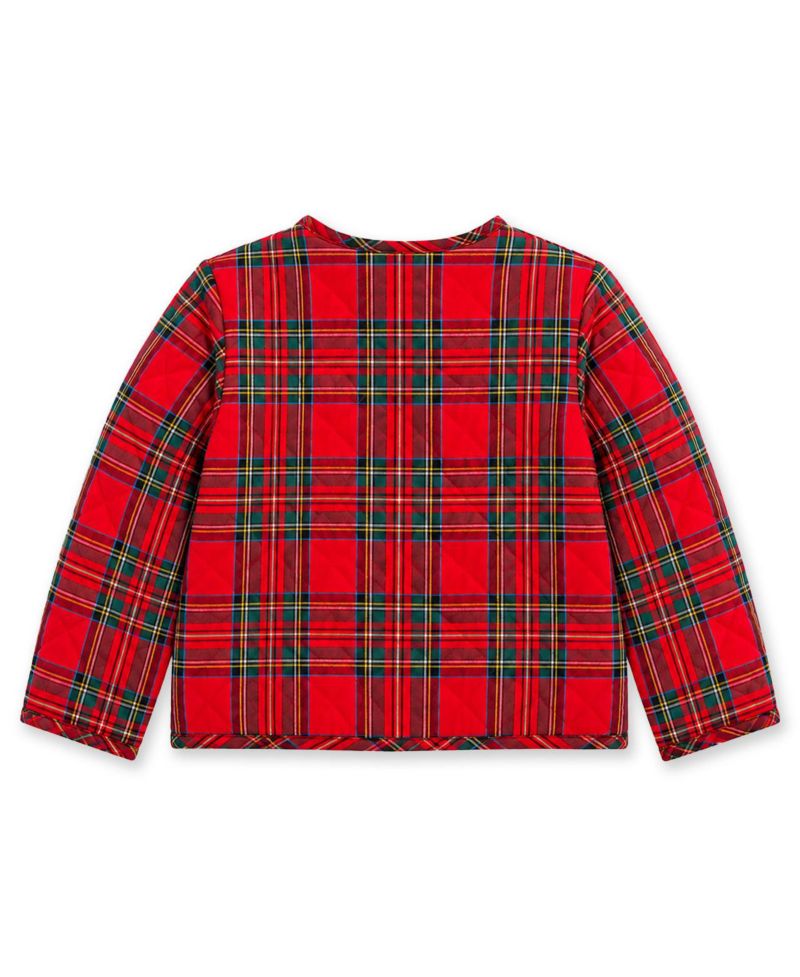 Girls' 4-16 Plaid Quilted Long-Sleeve Jacket