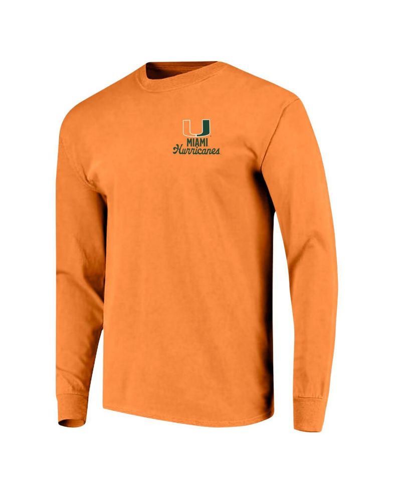Men's Orange Miami Hurricanes Comfort Colors Mascot Overlay Long Sleeve T-Shirt