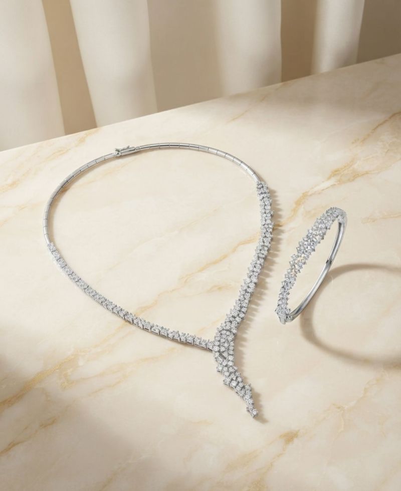 Radiant Sterling Silver Cubic Zirconia Cluster Bangle Bracelet