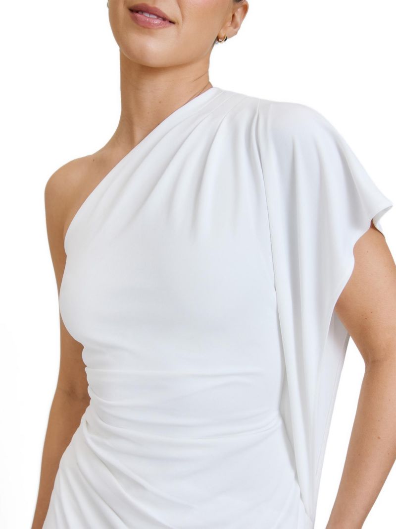 Women's Asymmetric Drape Stretch Occasion Dress