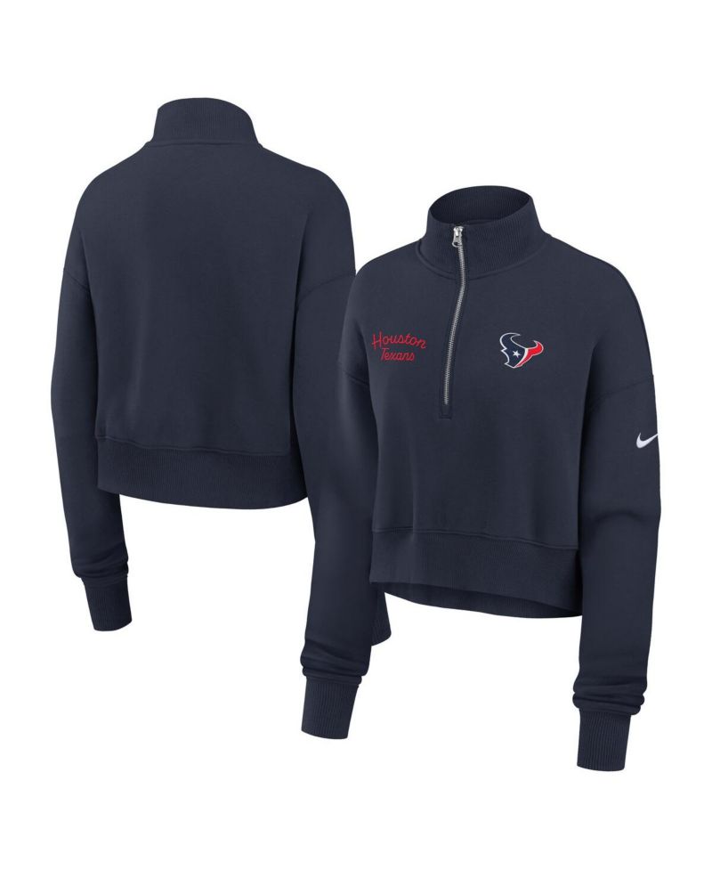 Women's Navy Houston Texans Primetime Phoenix Half-Zip Sweatshirt