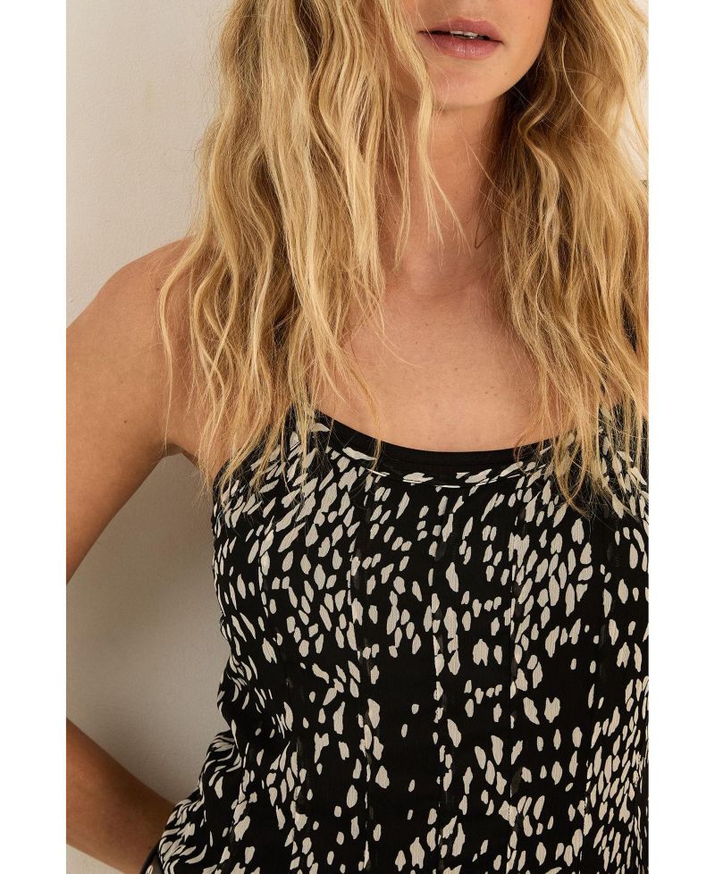 Women's Spot Godet Hem Strappy Maxi Dress