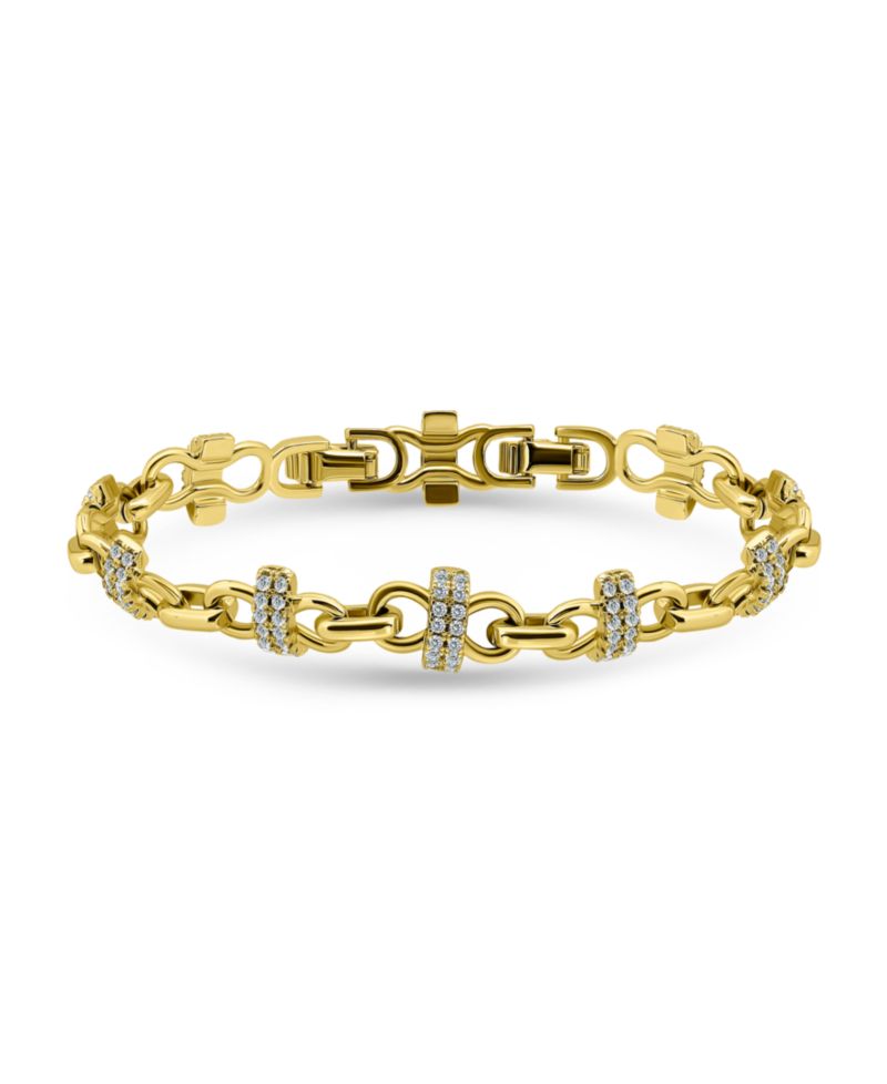 1 5/8 ct. t. w. Glass Stone Pave Bars Between Polish Links Bracelet
