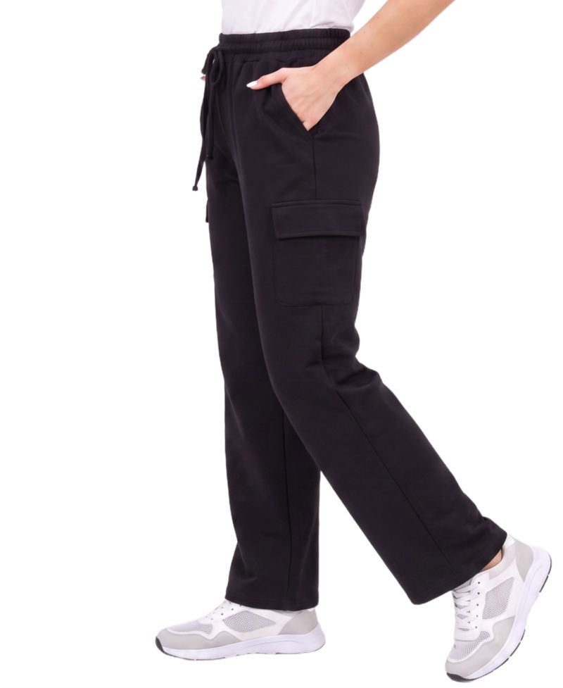 Petite Wide Leg Cargo Fleece Pants