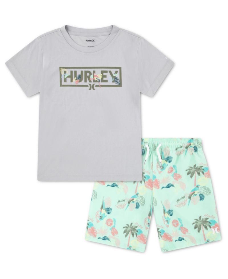 Boys' 4-7 Parrot-Dise Swim T-Shirt and Shorts, 2-Piece Set