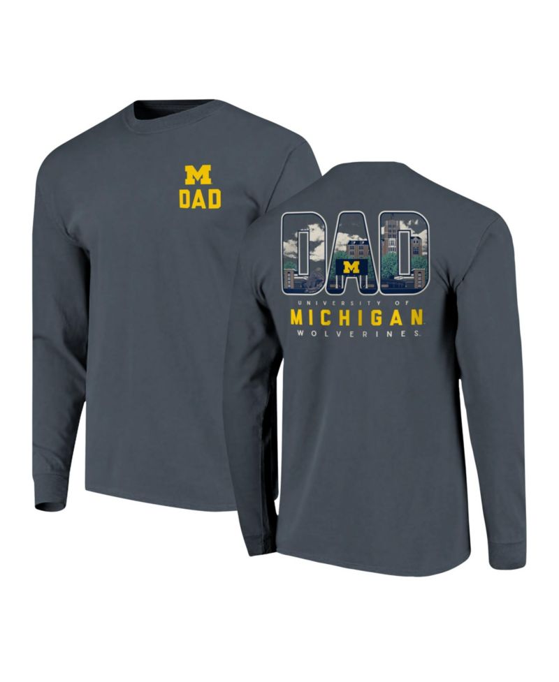 Men's Navy Michigan Wolverines Father's Day Campus Drawing Long Sleeve T-Shirt