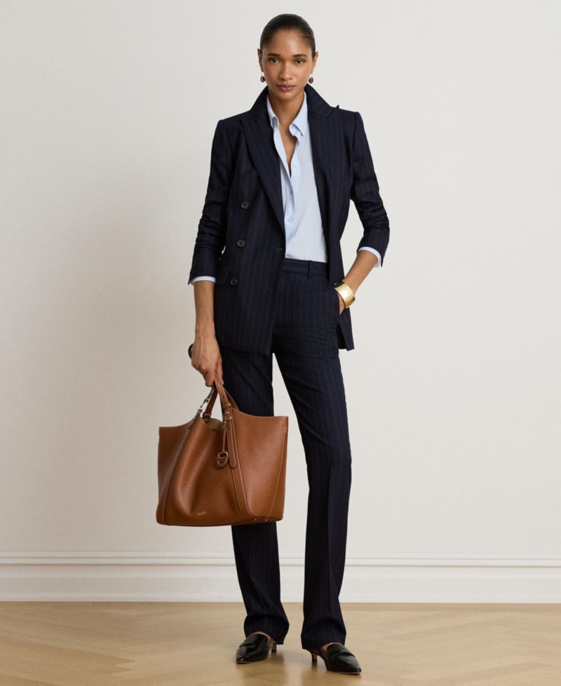 Women's Pinstripe Double-Breasted Twill Blazer
