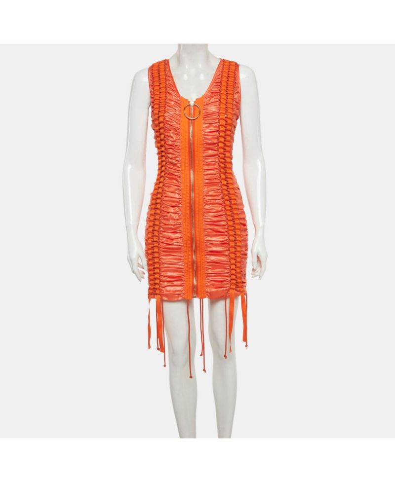 Women's Satin Lace Up Ruched Mini Dress