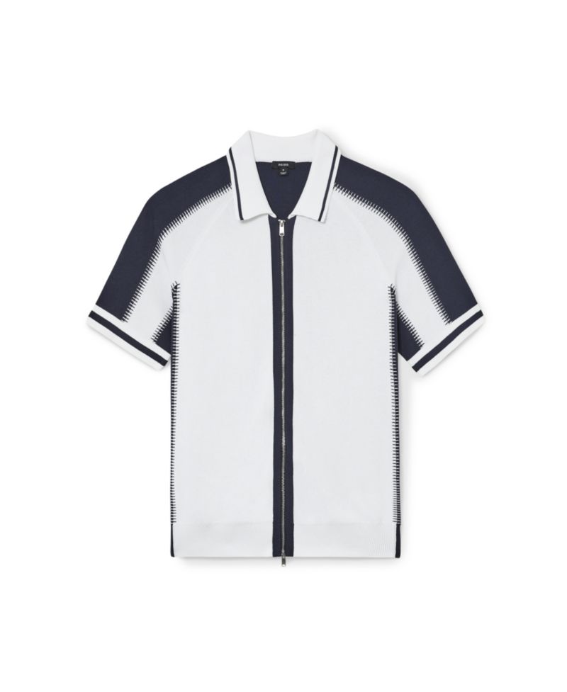 Men's Kenley Zip Through Color Block Knit Shirt