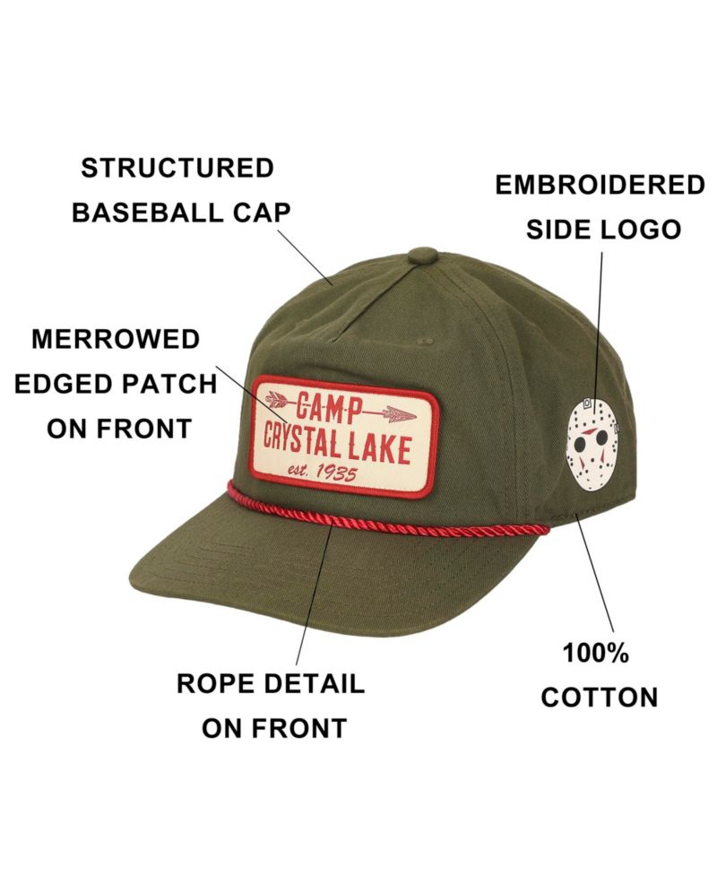 Men's Camp Crystal Lake Badge Green Retro Grandpa Snapback Hat